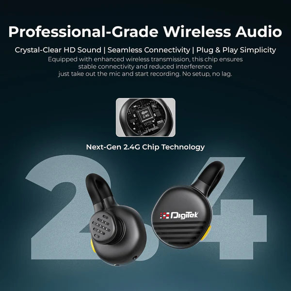 Digitek (DWM 119) 2-in-1 Wireless Microphone, 2.4G Mic with 30m Range, 6Hr Battery, Noise Cancellation & Power Indicator, for iPhone & Android Smartphones, Ideal for Vlogging, Live Streaming & Interviews Digitek (DWM 119) 2-in-1 Wireless Microphone, 2.4G Mic with 30m Range, 6Hr Battery, Noise Cancellation & Power Indicator, for iPhone & Android Smartphones, Ideal for Vlogging, Live Streaming & Interviews